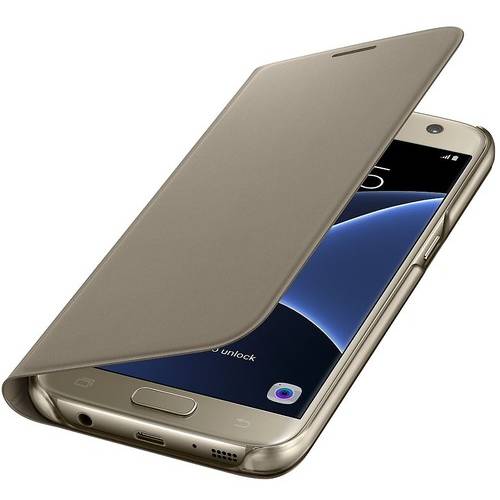 Samsung Husa Flip Wallet pentru Galaxy S7, G930, Gold
