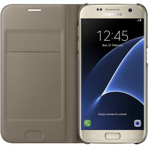 Samsung Husa Flip Wallet pentru Galaxy S7, G930, Gold