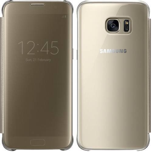 Husa Clear View Cover Samsung pentru Galaxy S7 Edge, G935, Gold