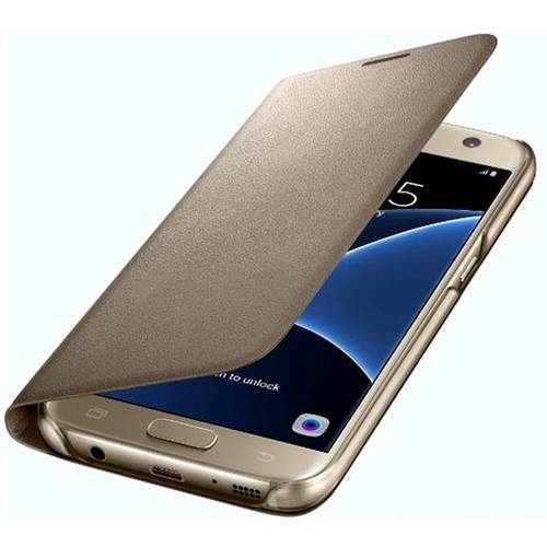 Husa protectie Led View Cover pentru Samsung Galaxy S7 G930, Gold