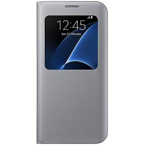 Husa S-View Cover Samsung pentru Galaxy S7 Edge, G935, Silver