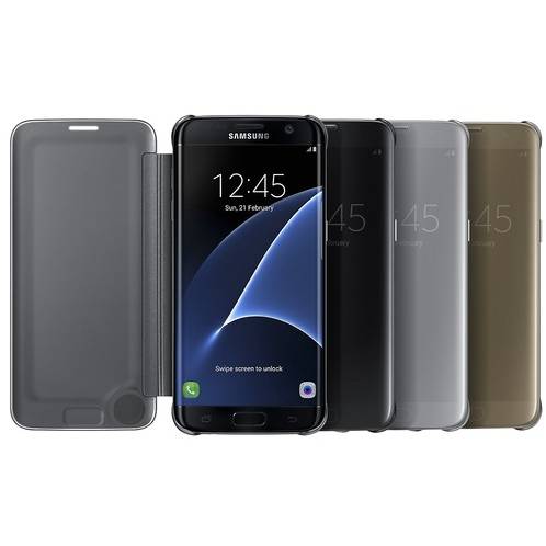 Husa Clear View Cover Samsung pentru Galaxy S7 Edge, G935, Negru