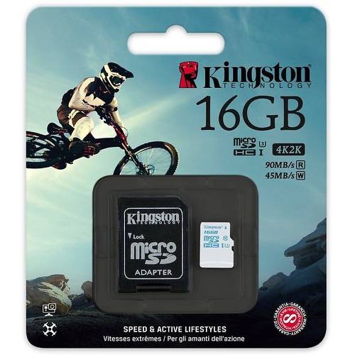 Card Memorie Kingston Micro SDHC 16GB UHS-I U3 + adaptor la SD