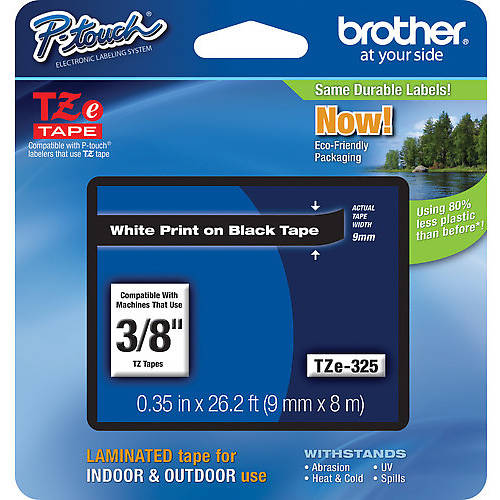 Banda laminata 9mm Brother TZE325, Alb pe Negru