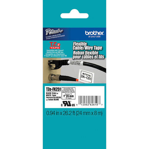 Banda laminata Flexible ID 24mm Brother TZEFX251, Negru pe Alb