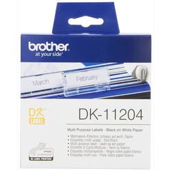 Rola continua de etichete Brother DK11204, 17mm x 54 mm, Negru/Alb