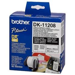 Rola continua de etichete Brother DK11208, 38mm x 90mm, Negru/Alb