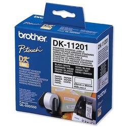 Rola continua de etichete Brother DK11201, 29mm x 90mm, Negru/Alb