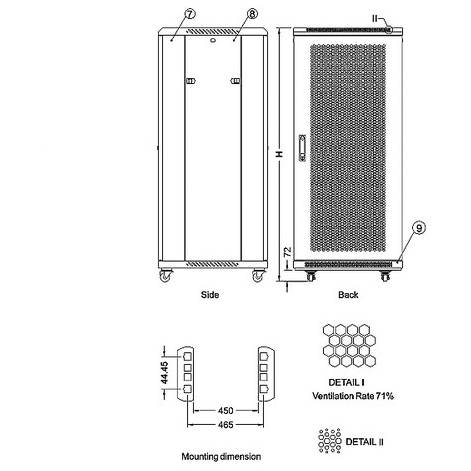 Cabinet Metalic Xcab 18U6060M, 18U, stand alone