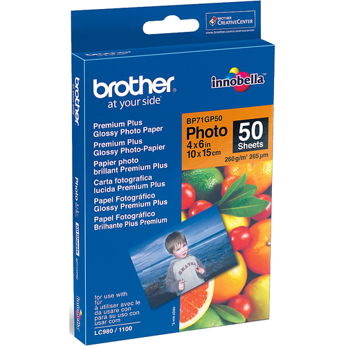 Hartie Foto Brother BP71GP50, dimensiune 10 x 15 cm, 50 coli, tip glossy, 260 g/m2