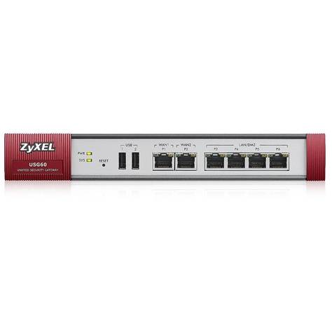 Router ZyXEL USG 60 UTM, 4 x LAN/DMZ Gigabit, 2 x WAN, 2 x USB