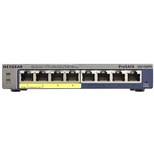 Switch Netgear ProSafe Plus GS108PE v3, 8 x LAN Gigabyt, 4 x PoE