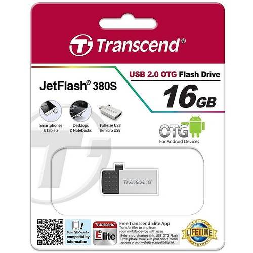 Memorie USB Transcend JetFlash 380S, 16GB, USB 2.0, Argintiu