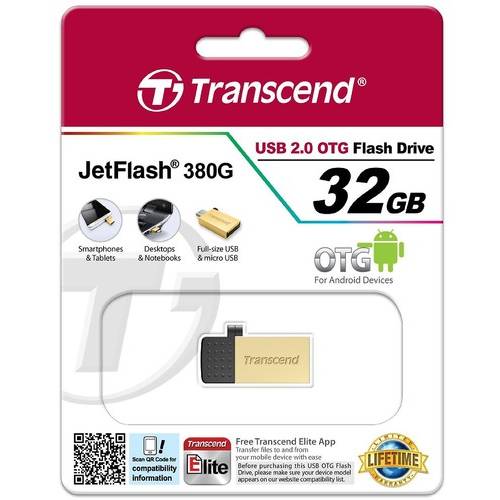 Memorie USB Transcend JetFlash 380G, 32GB, USB 2.0, Auriu