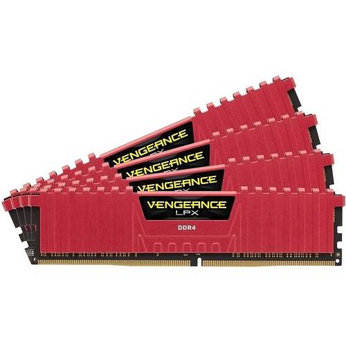 Memorie Corsair Vengeance LPX Red, 32GB, DDR4, 3000MHz, CL15, 1.35V, Kit Quad Channel
