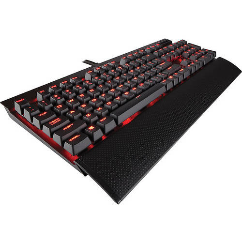 Tastatura gaming Corsair K70 RAPIDFIRE, Red LED, Cherry MX Speed, Cu fir, USB, Layout EU, Iluminata, Negru