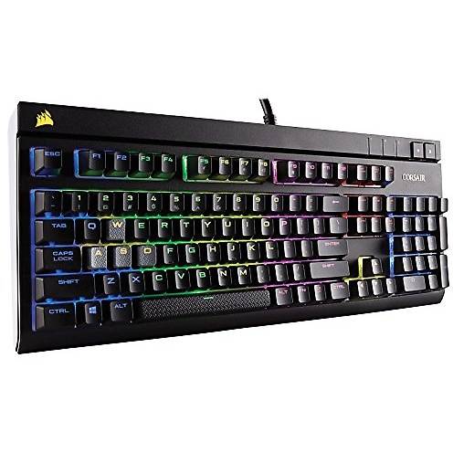 Tastatura Corsair STRAFE RGB, Cherry MX Silent, Cu fir, USB, Layout EU, Iluminata, Negru
