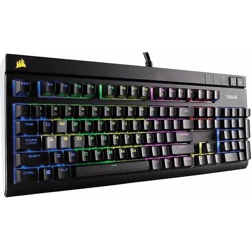 Tastatura Corsair STRAFE RGB, Cherry MX Red, Cu fir, USB, Layout NA, Iluminata, Negru