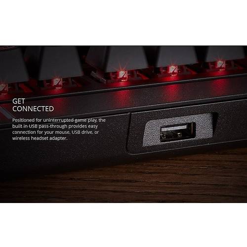 Tastatura Corsair STRAFE, Red LED, Cherry MX Red, Cu fir, USB, Layout EU, Iluminata, Negru