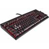 Tastatura Corsair STRAFE, Red LED, Cherry MX Blue, Cu fir, USB, Layout EU, Iluminata, Negru