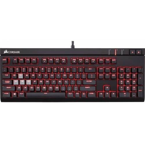 Tastatura Corsair STRAFE, Red LED, Cherry MX Blue, Cu fir, USB, Layout EU, Iluminata, Negru