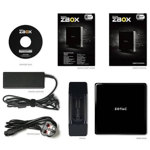 Mini PC Zotac ZBOX BI322, Celeron N3050 1.6GHz, DDR3, 2.5'' HDD, Intel HD Graphics, FreeDOS, Negru