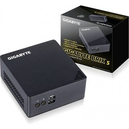 Mini PC Gigabyte BRIX GB-BSi7HT-6500, Core i7-6500U 2.5GHz, DDR4, M.2 2280 SSD, 2.5'' HDD, Intel HD 520, FreeDOS, Negru