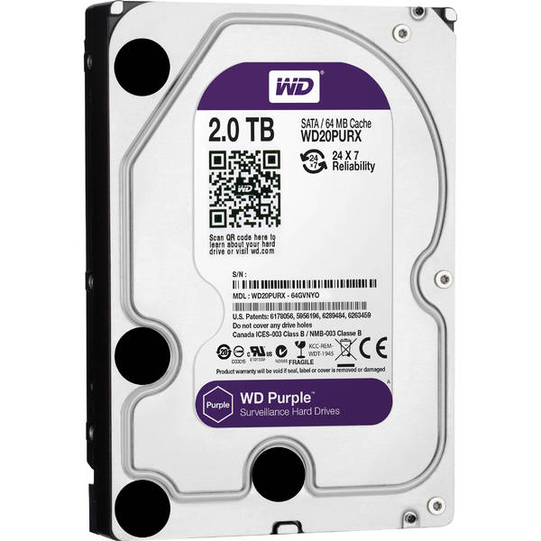 Hard Disk WD Purple 3.5 inch, 2TB, SATA3, 64MB, 3.5 inch