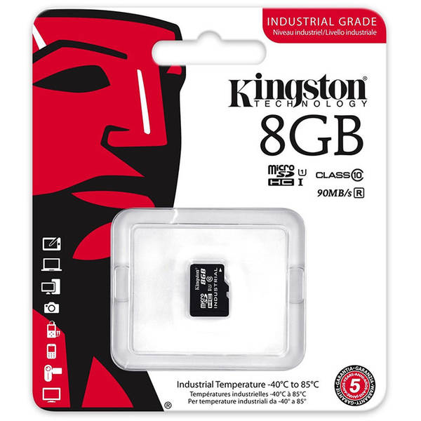 Card Memorie Kingston Industrial, 8GB,  microSDHC, Clasa 10