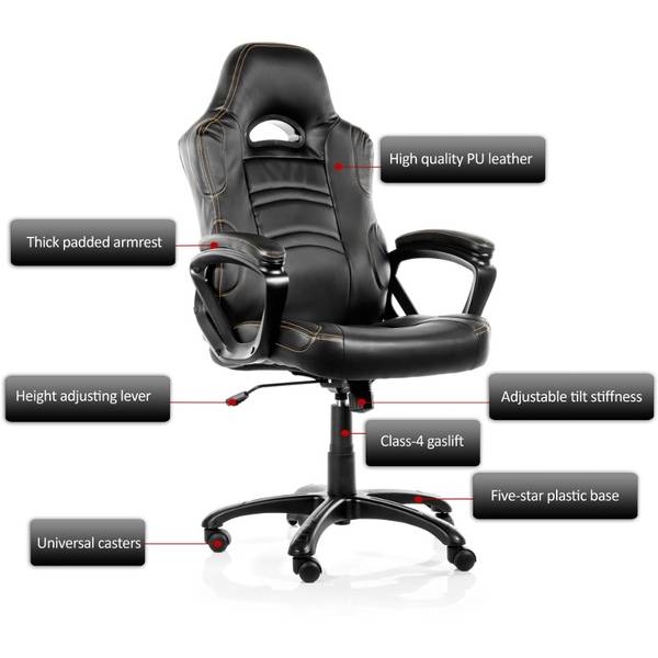 Scaun Gaming AROZZI Enzo, Negru