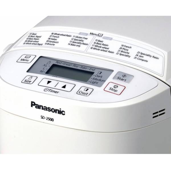 Masina de facut Paine Panasonic SD-2500W, Putere 550W, Capacitate 1200 g, Alb