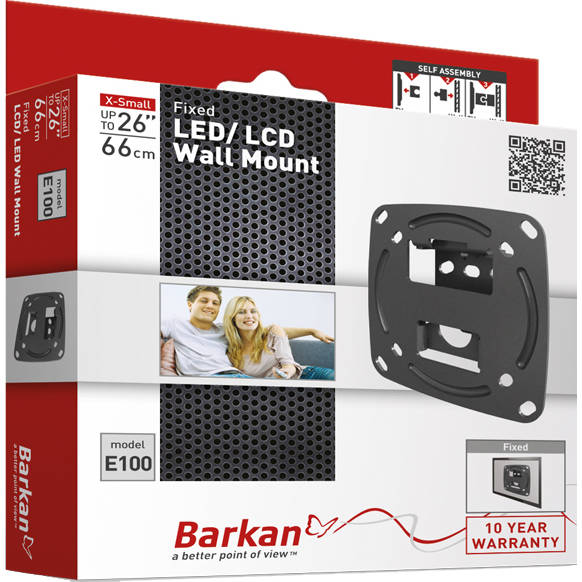 Suport TV BARKAN E100.B de perete fix pentru Televizor LED sau Plasma 15 - 26 inch , Greutate maxima 15Kg, Negru