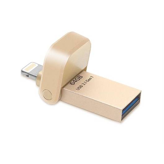 Memorie USB A-DATA AI920, 64GB, Lightning / USB 3.1 Gen1, Auriu