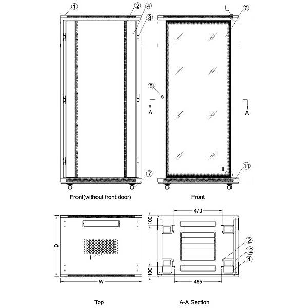 Cabinet Metalic Xcab 22U8080M, 22U, Stand alone