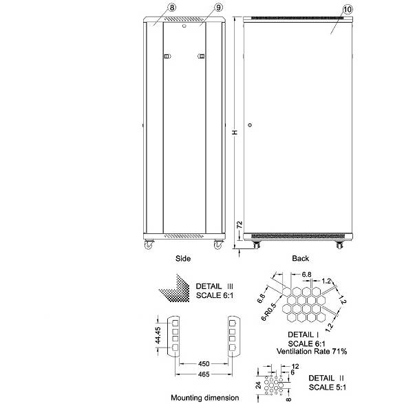 Cabinet Metalic Xcab 22U8080M, 22U, Stand alone