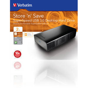 Hard Disk Extern Verbatim Store 'n' Save SuperSpeed, 2TB, USB 3.0, Negru