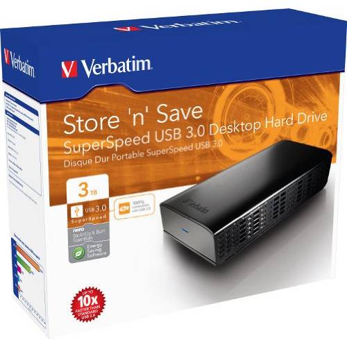 Hard Disk Extern Verbatim Store 'n' Save SuperSpeed, 3TB, USB 3.0, Negru