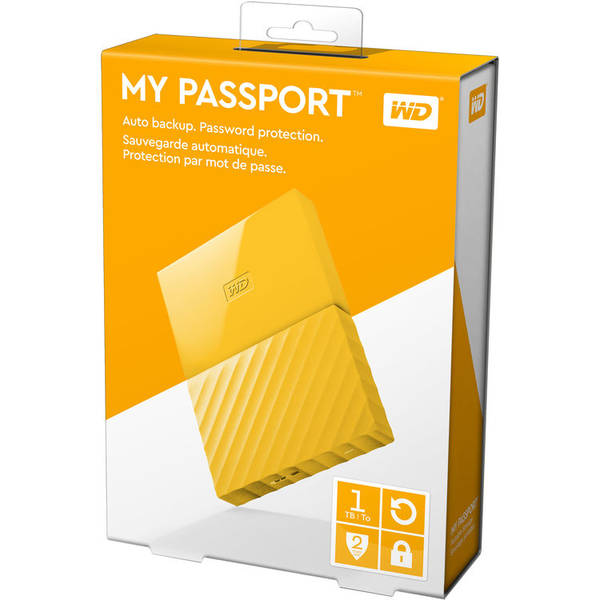 Hard Disk Extern WD My Passport, 1TB, USB 3.0, Yellow