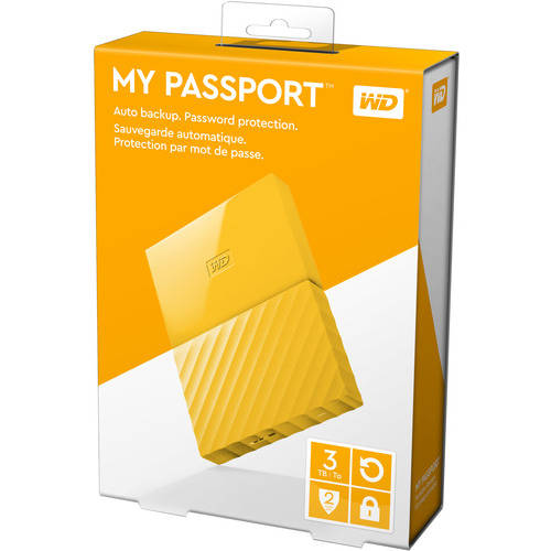 Hard Disk Extern WD My Passport, 3TB, USB 3.0, Yellow