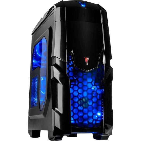 Carcasa Inter-Tech Q2 Illuminator Blue, MiddleTower, Fara sursa, Negru