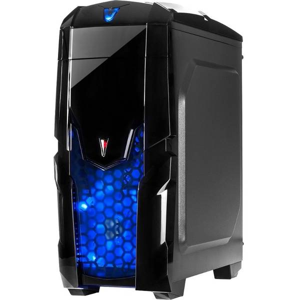 Carcasa Inter-Tech Q2 Illuminator Blue, MiddleTower, Fara sursa, Negru