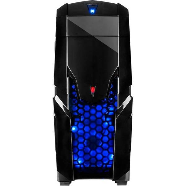 Carcasa Inter-Tech Q2 Illuminator Blue, MiddleTower, Fara sursa, Negru