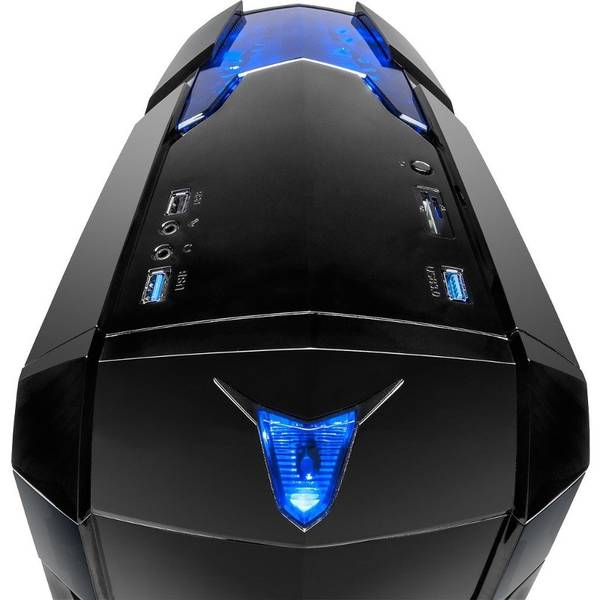 Carcasa Inter-Tech Q2 Illuminator Blue, MiddleTower, Fara sursa, Negru