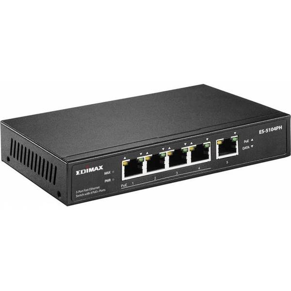 Switch Edimax ES-5104PH, 5 x LAN, 4 x PoE+