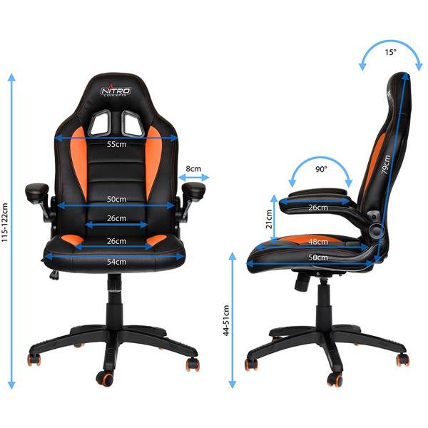 Scaun Gaming Nitro Concepts C80 Motion, Black/Orange