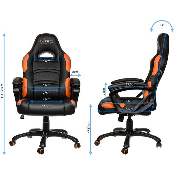 Scaun Gaming Nitro Concepts C80 Comfort, Black/Orange