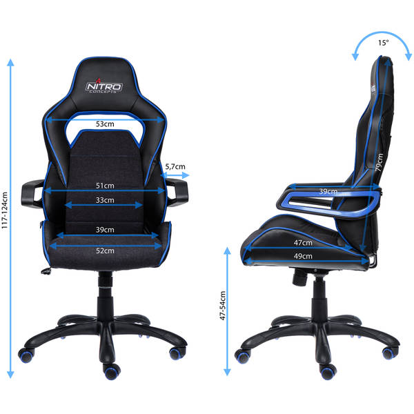 Scaun Gaming Nitro Concepts E220 Evo, Black/Blue