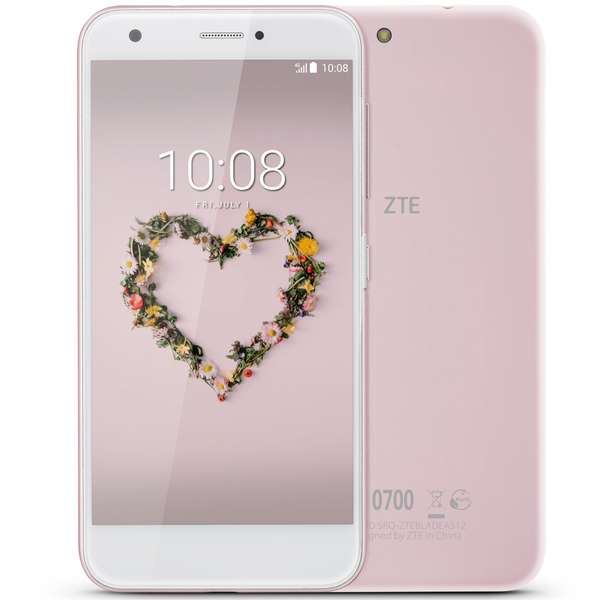 Smartphone ZTE Blade A512, Dual SIM, 5.2'' IPS LCD Multitouch, Quad Core 1.4GHz, 2GB RAM, 16GB, 13MP, 4G, Pink