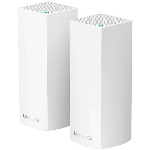 Router Wireless Linksys VELOP Whole Home Mesh Wi-Fi System (Pack of 2) WHW0302, Gigabit, 802.11 ac, 2 x WAN/LAN, 400 + 867 + 867Mbps, Tri Band AC2200