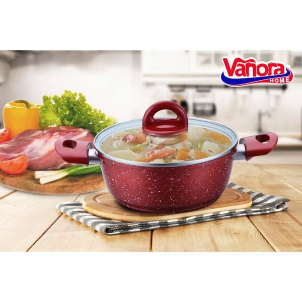 Vanora Cratita aluminiu 2.5 litri, Capac Sticla, PIETRA ROSA